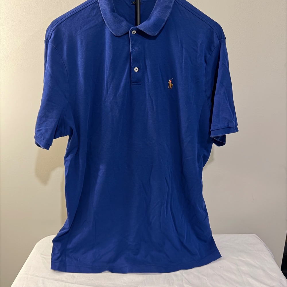 Polo Ralph Lauren Mens XL Classic Fit Royal Blue Short Sleeve Cotton Polo Shirt